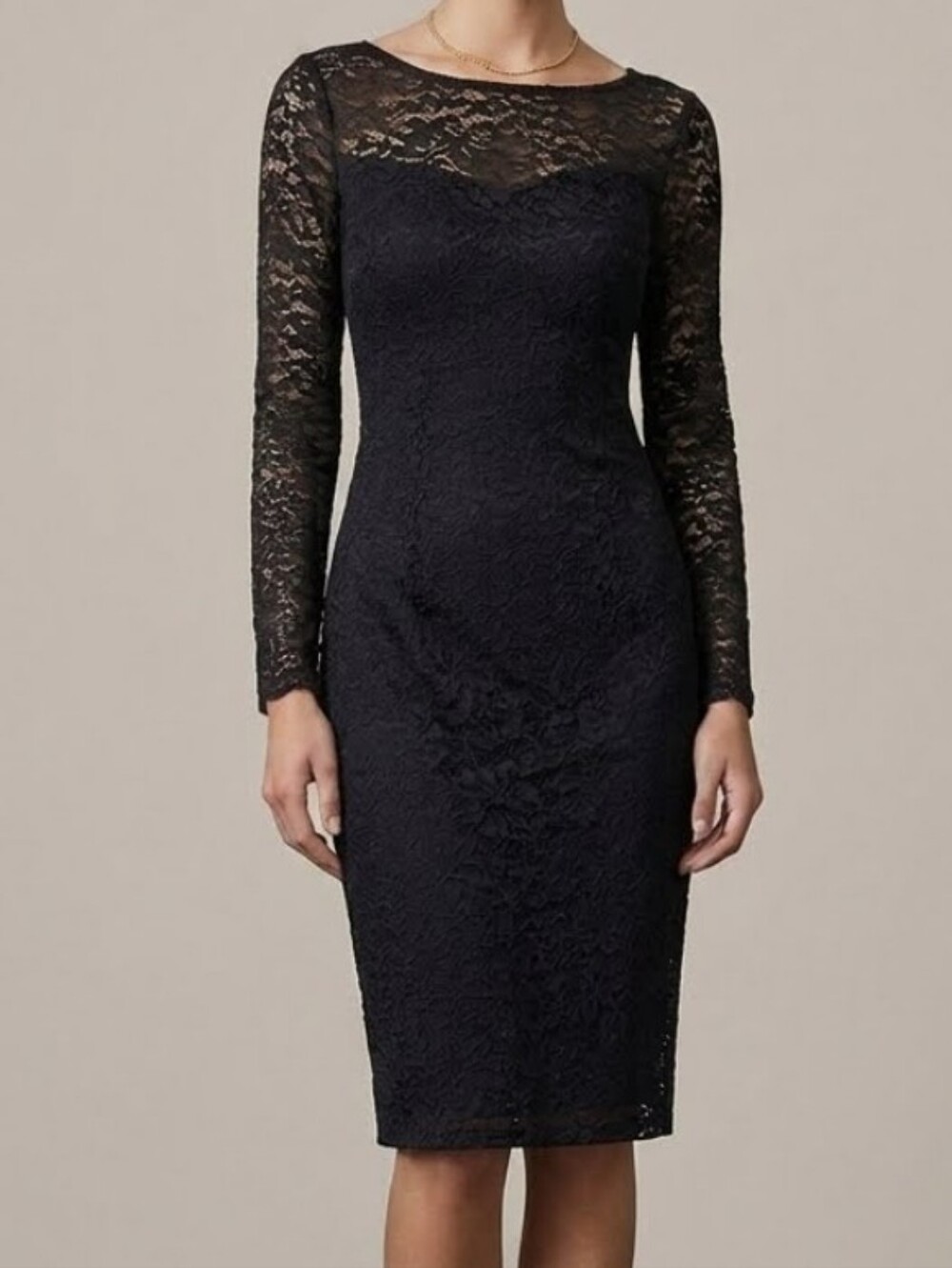 CHAPS black Long Sleeves Lace Evening Midi  Dress size 4